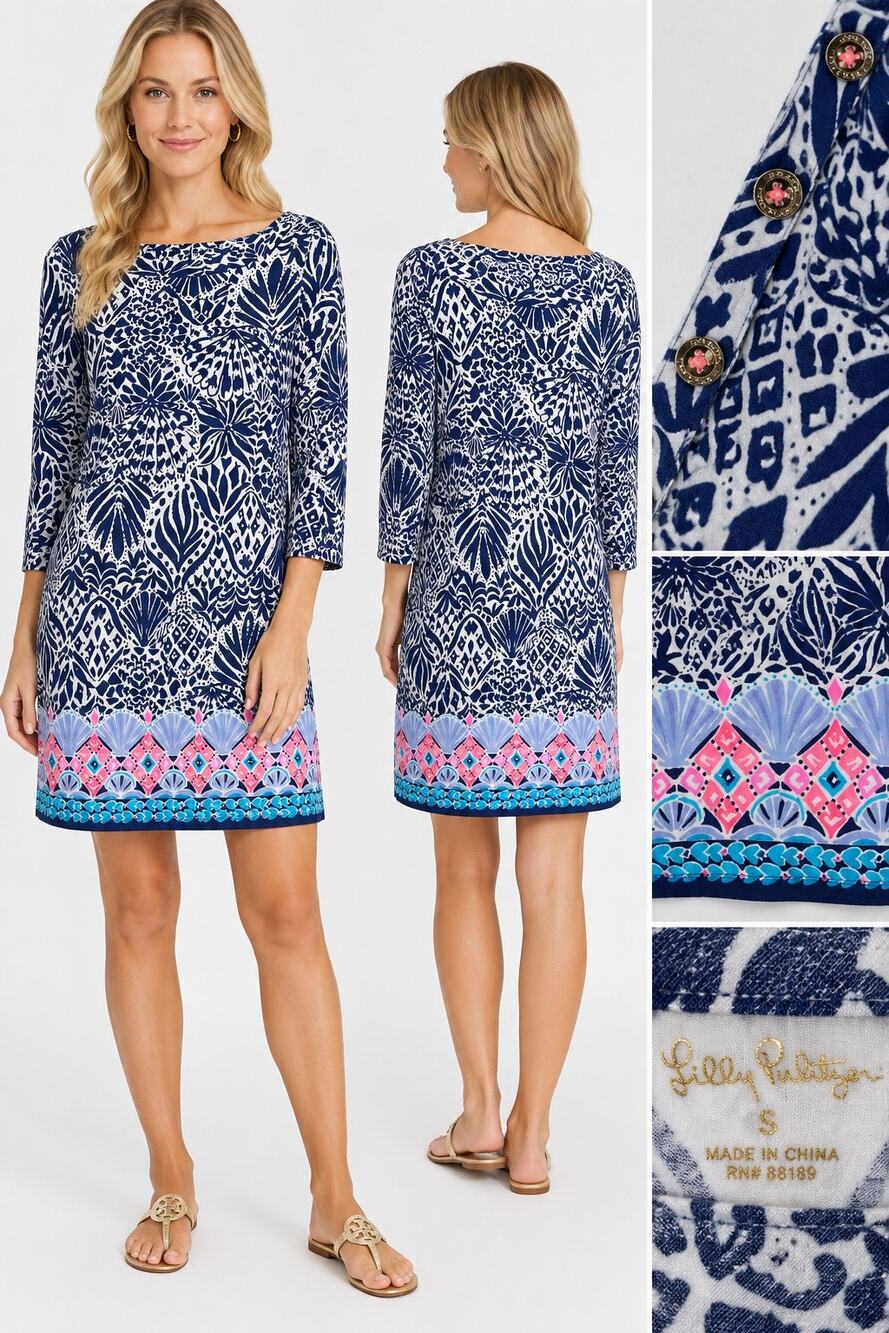 Lilly Pulitzer Vivvy Dress High Tide Navy By Land Or By Sea S